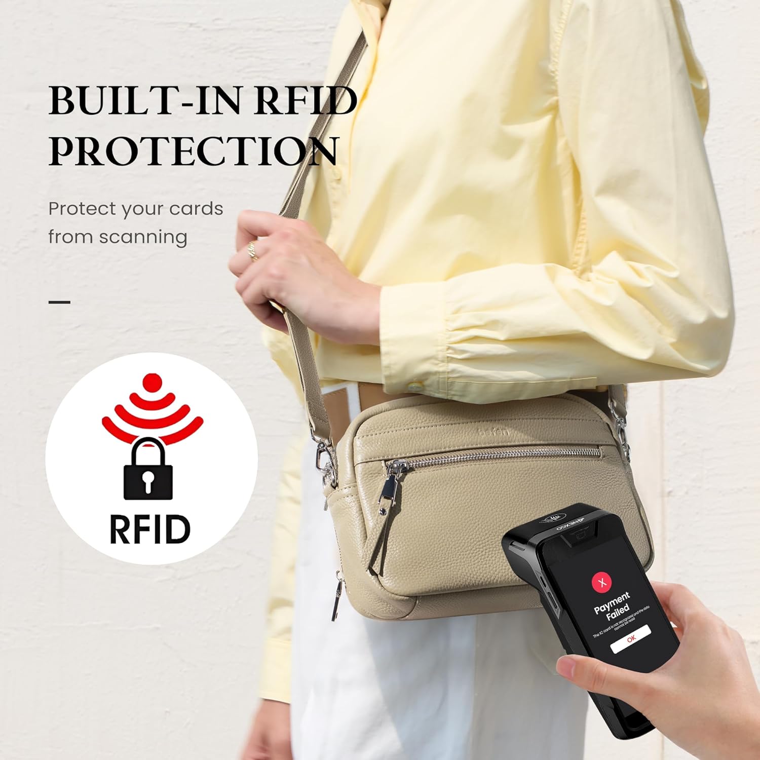 befen Genuine Leather Crossbody Bags for Women, Purses with Built in RFID Wallet Woman Camera Shoulder Bag Handbags | Genuine Leather, Built in RFID Wallet, Genuine Leather, Built in RFID Wallet - Image 4