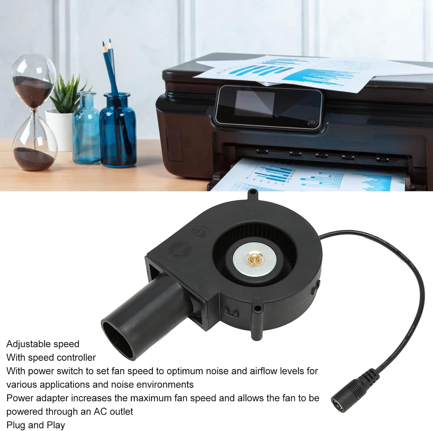 120mm Small Blower Fan, AC 110V 220V DC 12V Powered Fan, with Speed Controller, for Receiver DVR Modem AV Cabinet Cooling