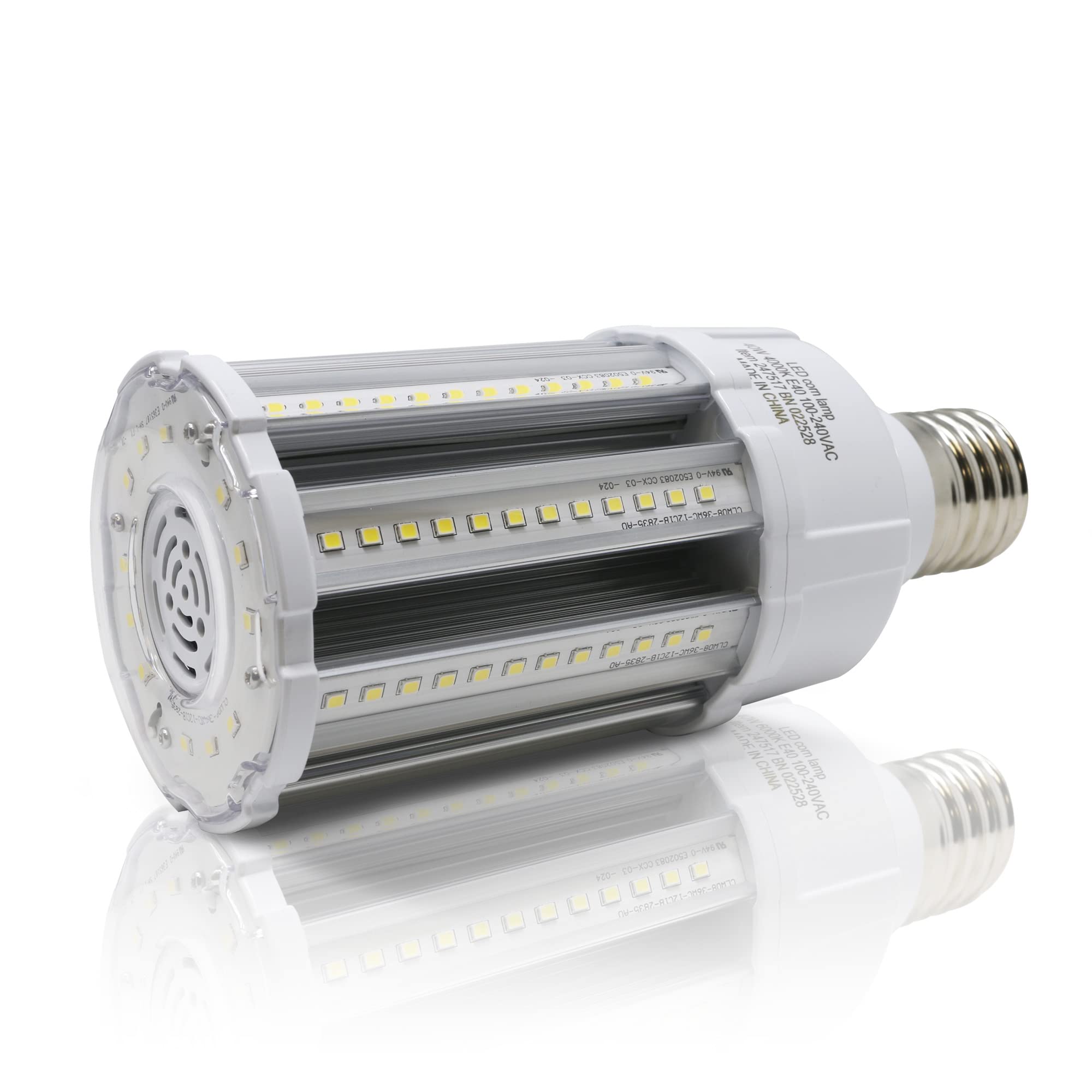 Bright Source White Led Corn Light Bulb, E40, 40W, 5200Lm, 360° Beam Angle, 4000K Cool Replaces Metal Halide/Son/Hid/Hps For Large Spaces/Street/Parking/Garage/Warehouse & Factory