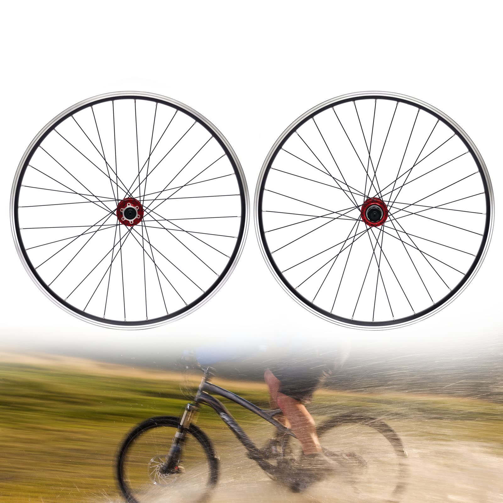 Zestaw kół do roweru górskiego, 29 cali i 27,5", aluminiowa felga, hamulec tarczowy, szybkomocujące, przednie koło, anodowana powierzchnia, nośność 200 kg