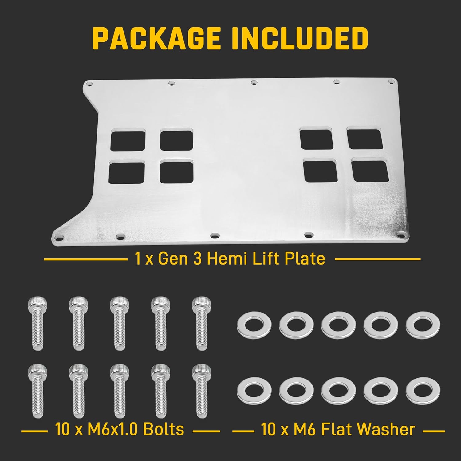Wyckoff Engine Lift Plate, Gen 3 Hemi Engine Removal Tool 5.7 6.1 6.2 6.4 V8, Heavy-Duty Hoist Stand & Low Clearance Design