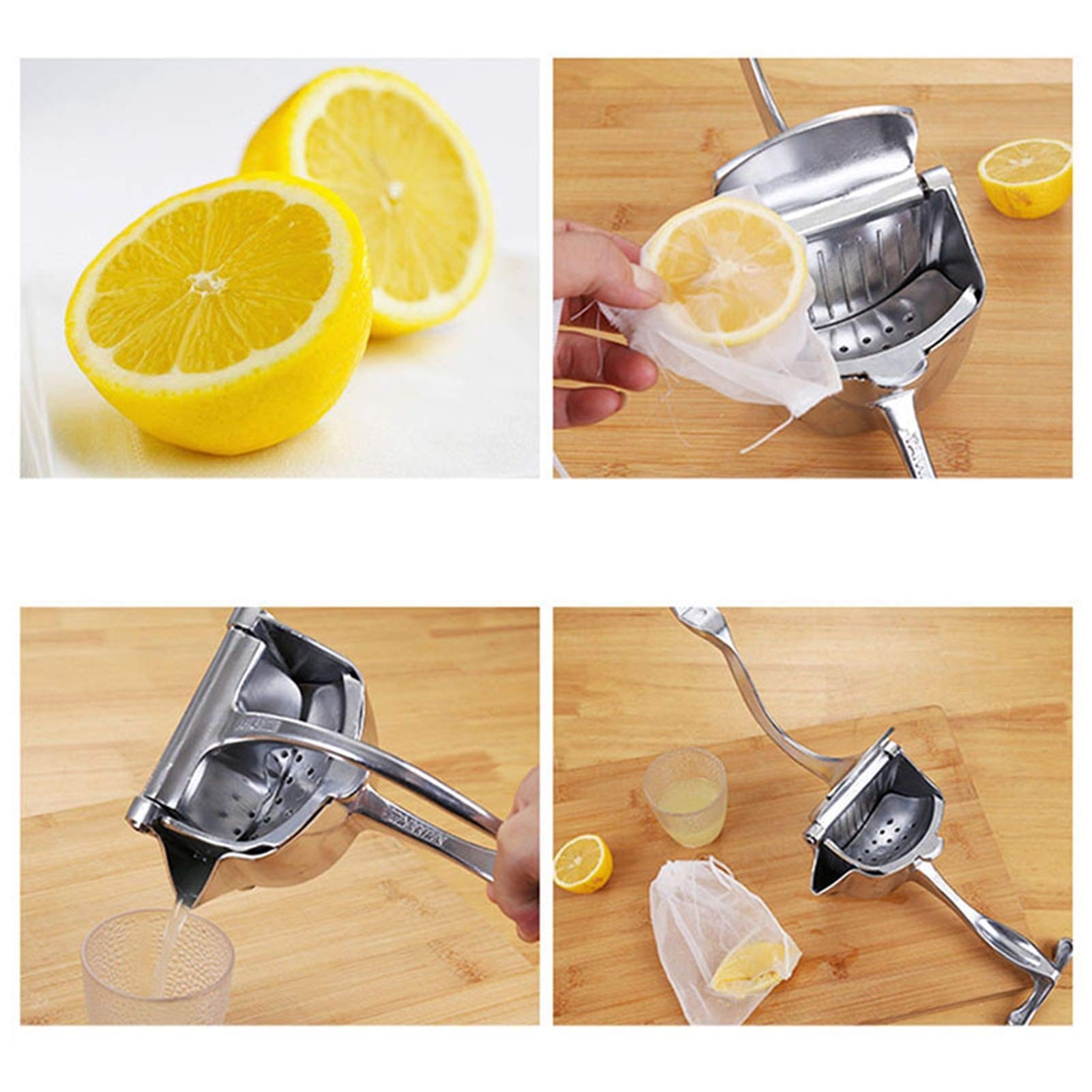 Manueller Saft Aluminiumlegierung Obst Squeezer & Handdruck Juicer für Granatapfel Orange Zitrone Küchenwerkzeuge (Color : Silver)