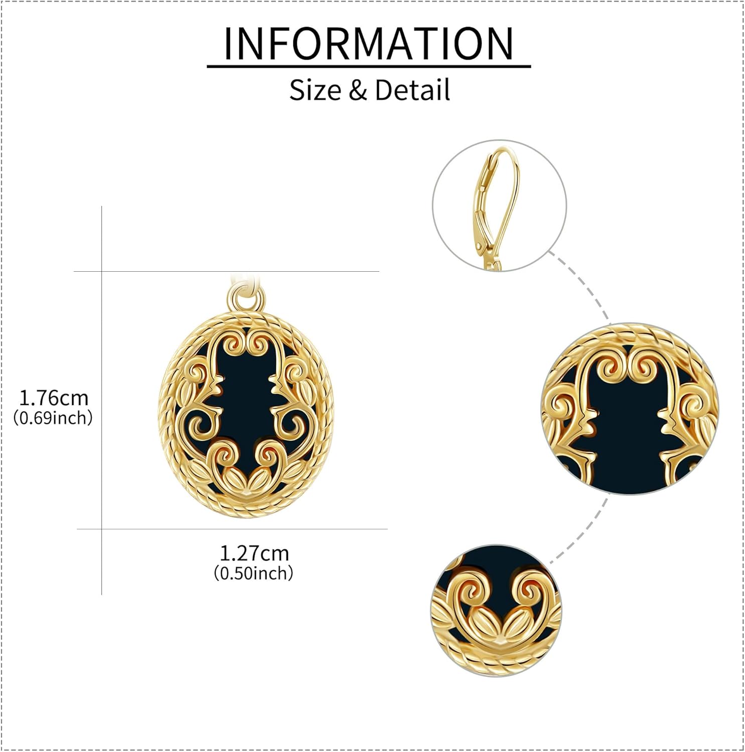 Filigree Leverback Dangle Earrings Sterling Silver Black Onyx/Abalone Shell Earrings Filigree Jewelry Gifts for Women - Image 5