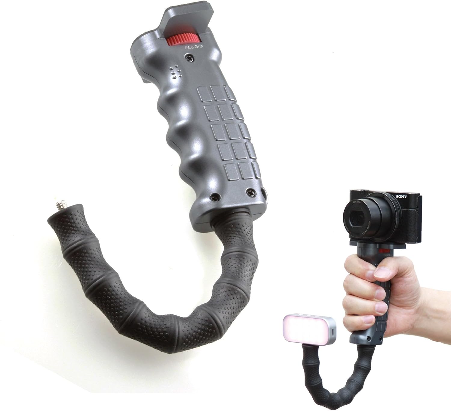 P&C Pistol Grip Camera Handle Grip Stabilizer w/ Bendable Rubber Arm, 1/4" Mount for DSLR / Mirrorless Camera, Video Stabilizer Handle, Compatible with Canon, Sony, Nikon, Gopro