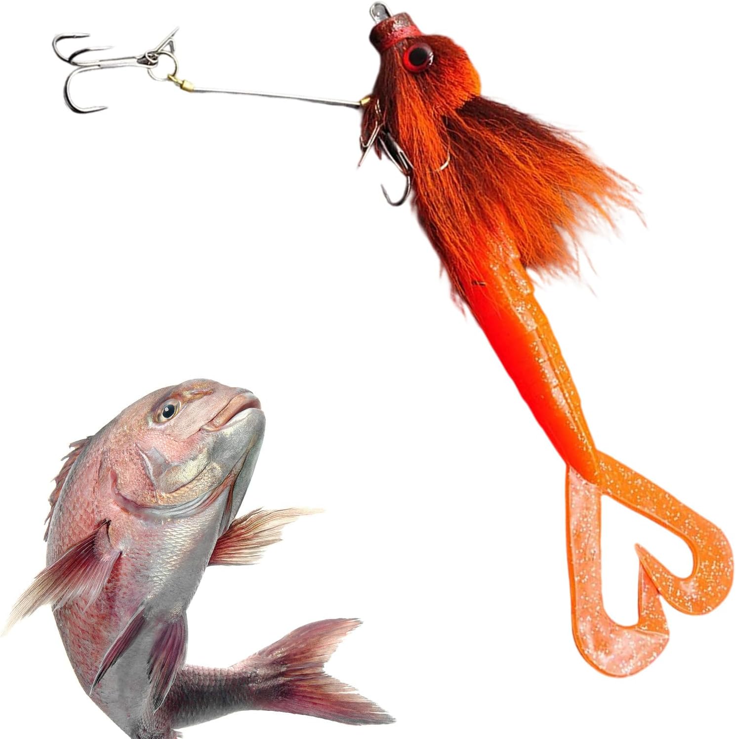 Jointed Swimbait - 22cm Jointed Fishing Lures,3D Eye Hair Design Artificial Bait Fish Gear for Freshwater Saltwater Catfish Salmon Musky River Trout Pike Crappie Walleye