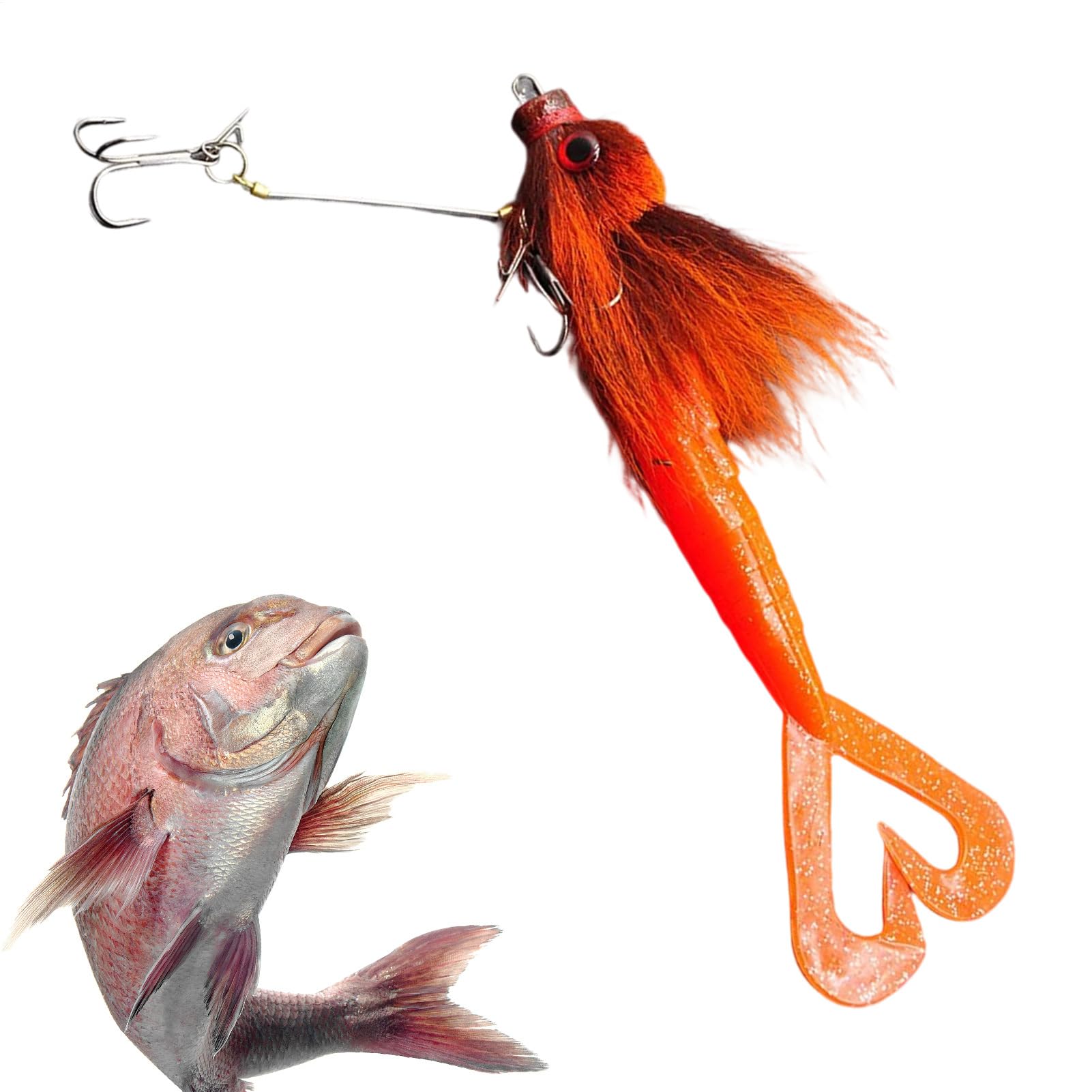 Jointed Swimbait - 22cm Jointed Fishing Lures,3D Eye Hair Design Artificial Bait Fish Gear for Freshwater Saltwater Catfish Salmon Musky River Trout Pike Crappie Walleye