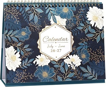 Desk Calendar 2026-202718 Month July 2026 - Dec 2027 Standing Flip Desktop Calendar with Thick Paper, Month to View, Large Unruled Blocks 25.5x20.5x8cm