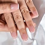 EchiQ Predesigned Press On Nails Daily Square Short Nude Pink Tiny White Stroke French Manicure Full Cover False Nail Art Tips Salon Manicure Set Nails for every occasion