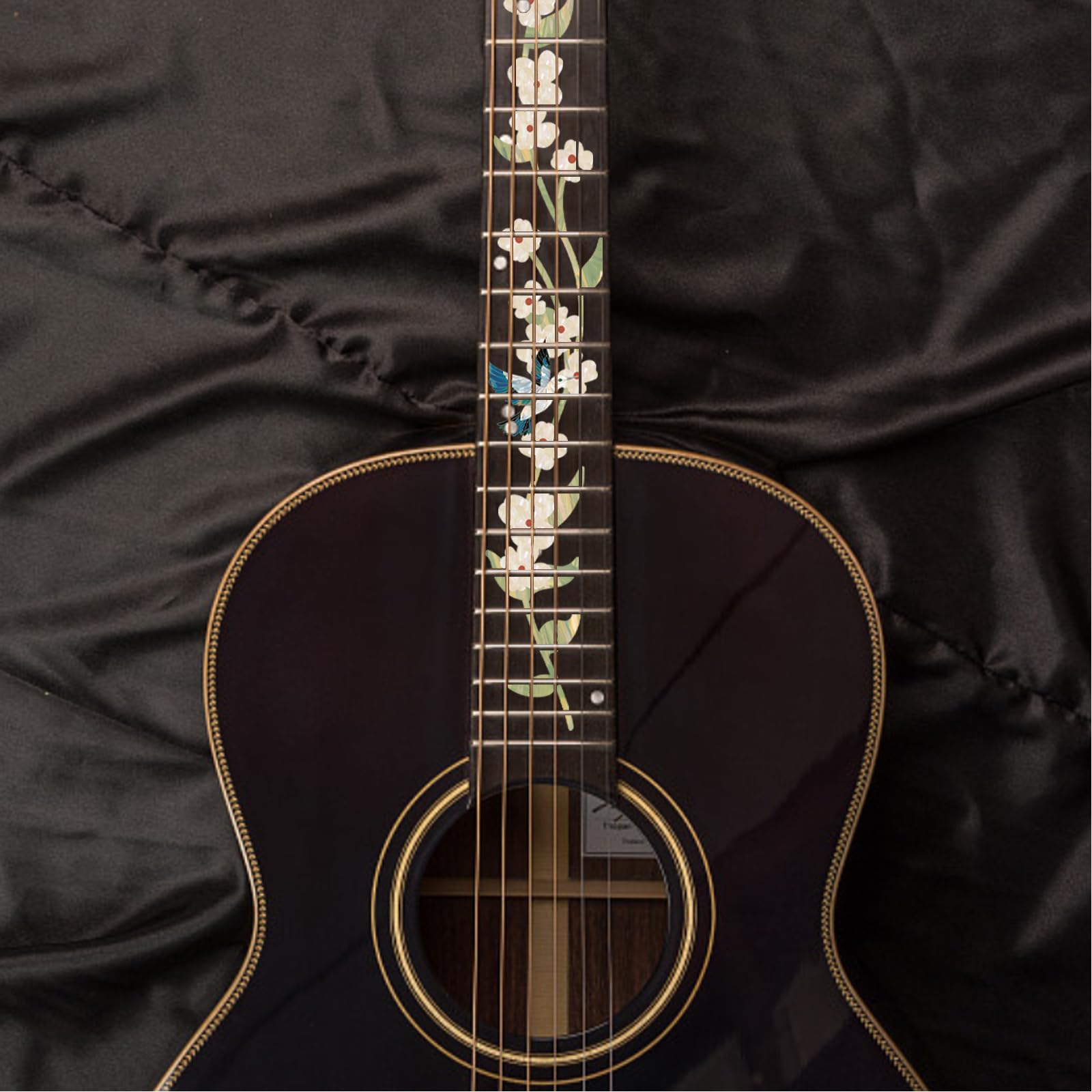 PLIGREAT 2 sheets flower branch guitar fret markers stickers art design decal stickers for music guitar ukulele acoustic guitar electric guitar bass DIY decor - Image 3