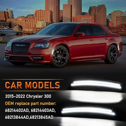 Miniatura 2 de POPMOTORZ Juego de 4 luces LED de marcador lateral para guardabarros delanteros y traseros, compatibles con Chrysler 300 2015 2016 2017 2018 2019