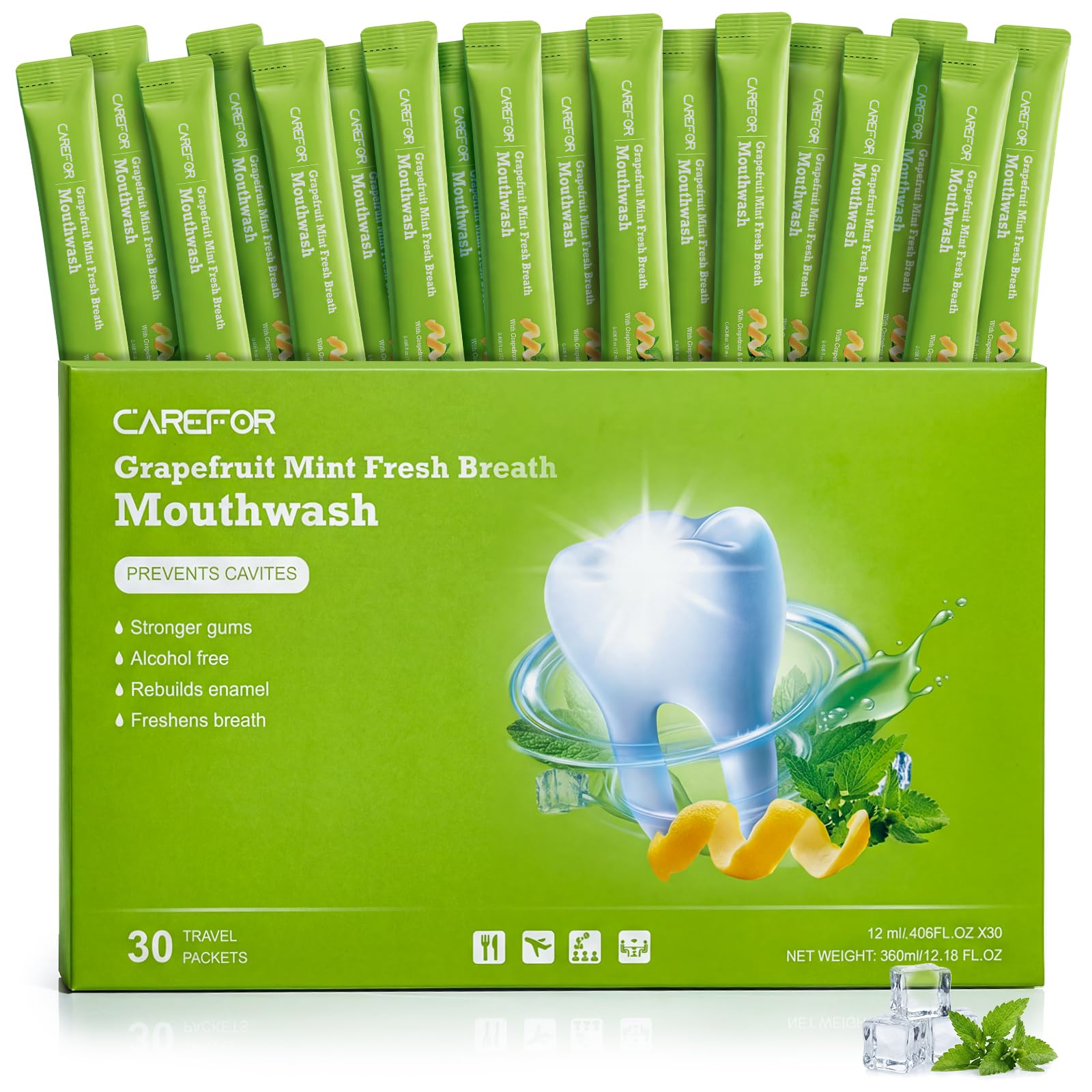 Travel Size Mouthwash Alcohol-Free Gentle Mini Individual Portable 30 Packs