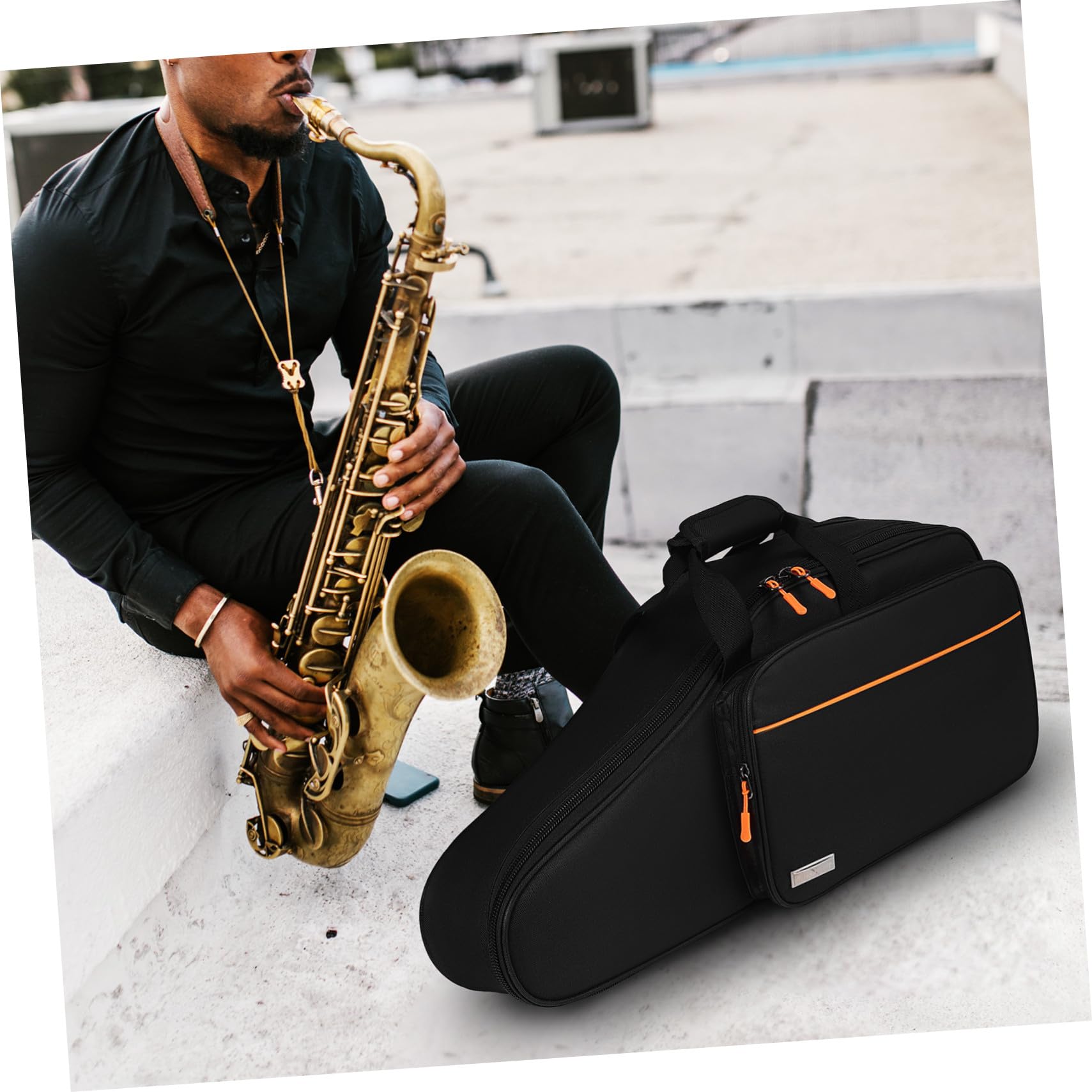 Bolsa para Saxofón Tenor con Mochila Acolchada de Tela Oxford Resistente Doble Correa para Transporte Cómodo y Espacio de Almacenamiento Seguro para Instrumentos Musicales