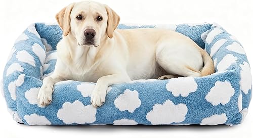 Miniatura 18 de JOEJOY Linda cama para perros de tamaño mediano, camas rectangulares suaves y peludas para perros grandes y medianos, cama ortopédica lavable para