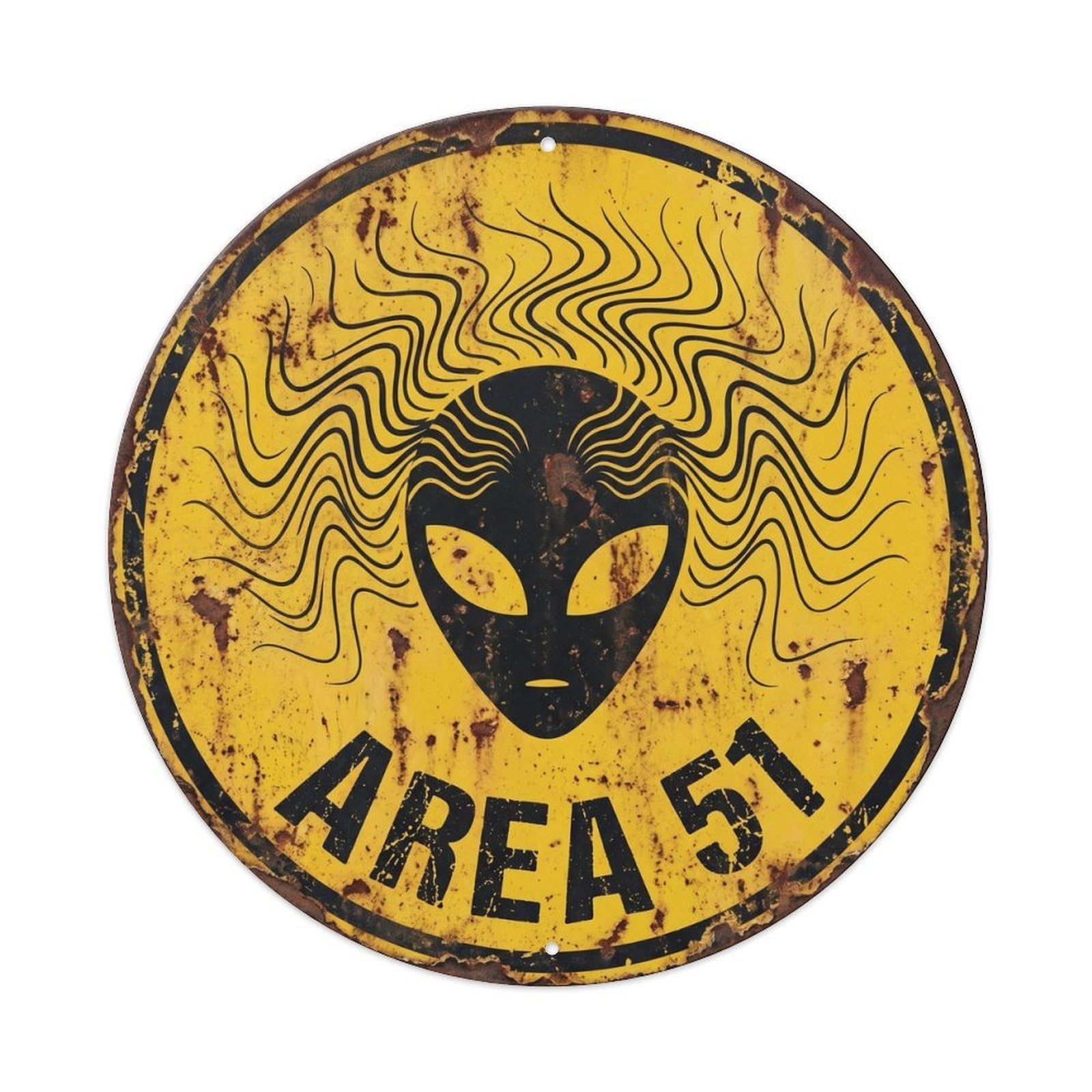 UFO Area 51 Alien Face Signal Transmission Metal Tin Sign