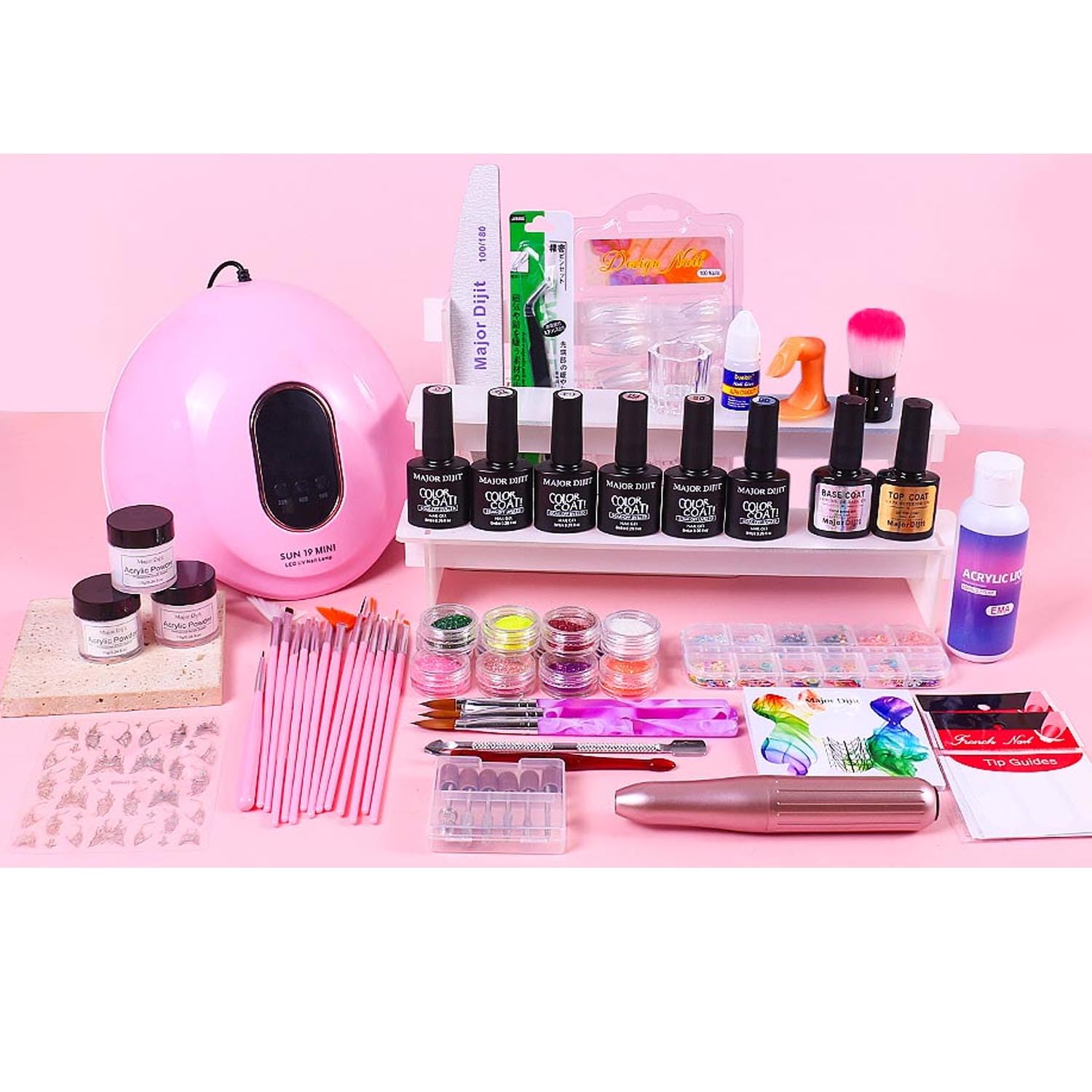 Acrylic Nail Kit for Beginners with UV Lamp and Nail Drill