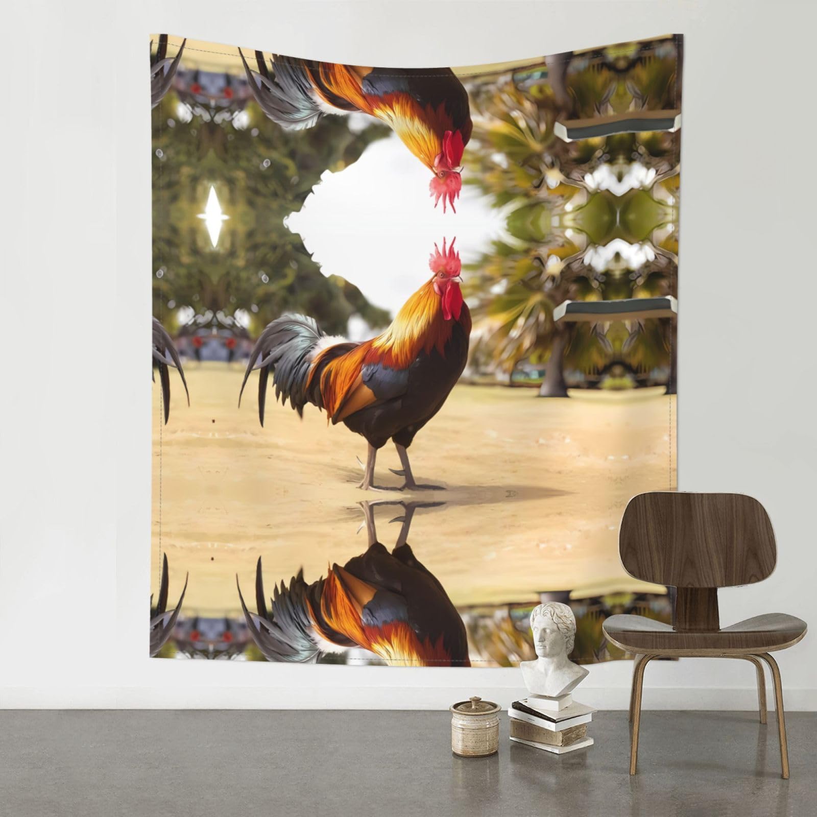 YYHWHJDE Cute Rooster Prints Wall Tapestry 60x51in - High-Grade Polyester Throw for Dorm Room Decor, Beach Blankets & Home Accent