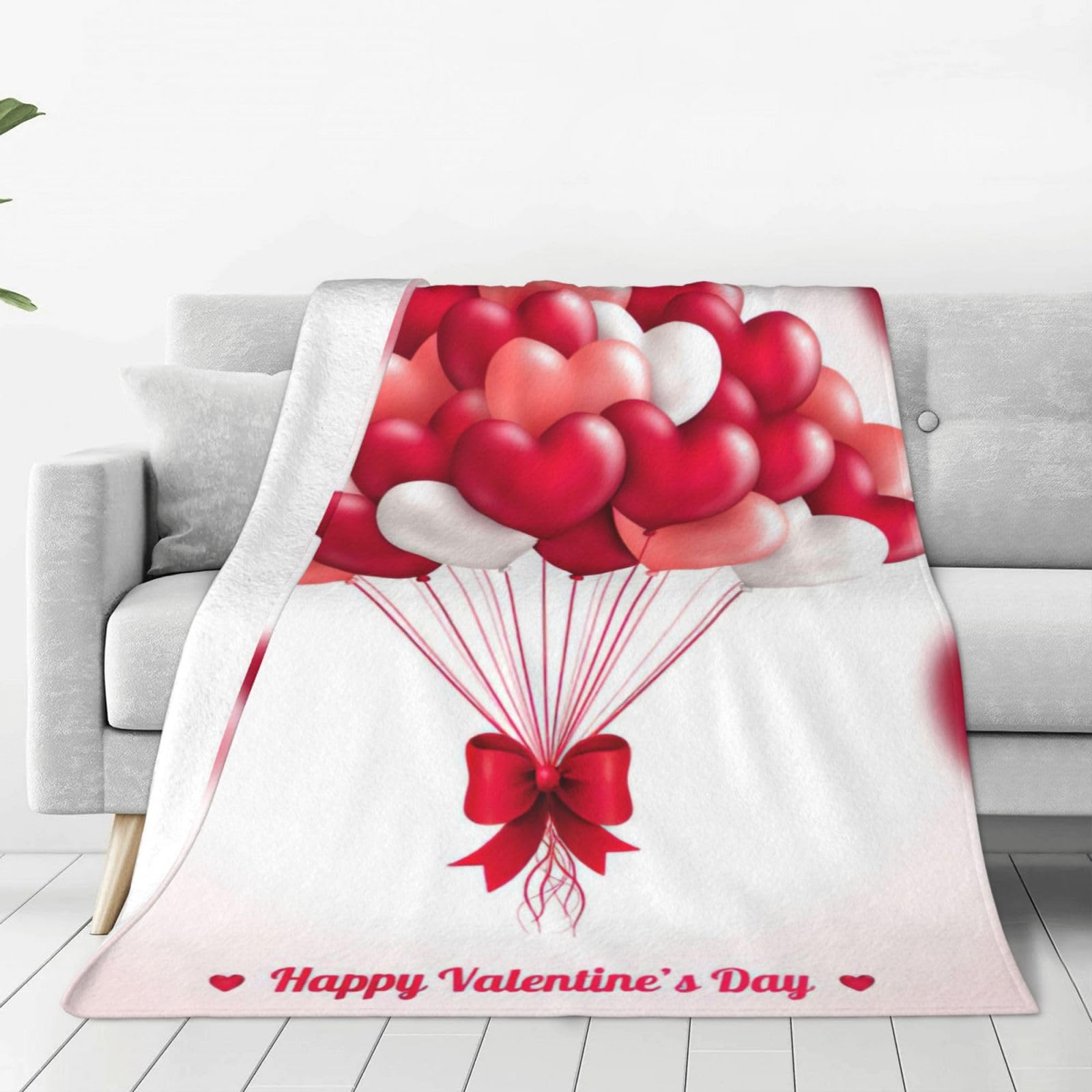 Couverture polaire légère Happy Valentin pour lit et canapé