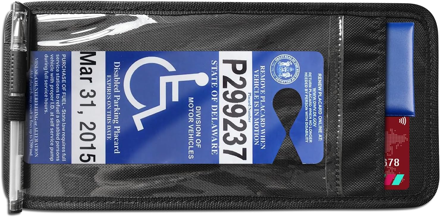 Handicap Placard Holder for Auto, Car Sun Visor Disabled Parking Tag