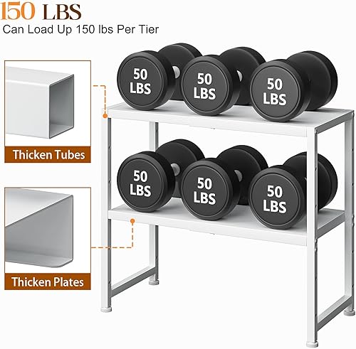 Miniatura 4 de Estante de almacenamiento de cocina expandible de 2 niveles, estantería de metal resistente de 150 libras para electrodomésticos pequeños, estantes