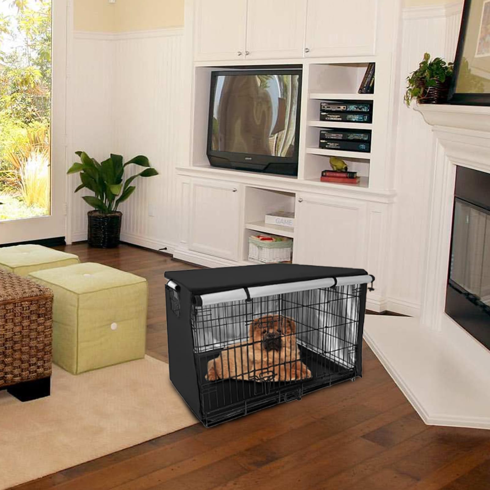 Lambo Housses De Cage pour Chien, Bache Cage Chien, Housse De Niche en Polyester pour Animaux De Compagnie, Matériau Imperméable Ombrage Respirant Bâche De Protection Cage Chien
