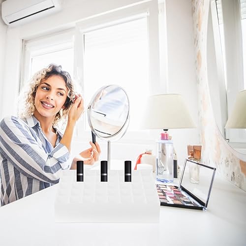 Miniatura 9 de FRCOLOR Caja de 40 ranuras para maquillaje, estuche para lápiz labial, estuche de almacenamiento de joyas, organizador de belleza, soporte para