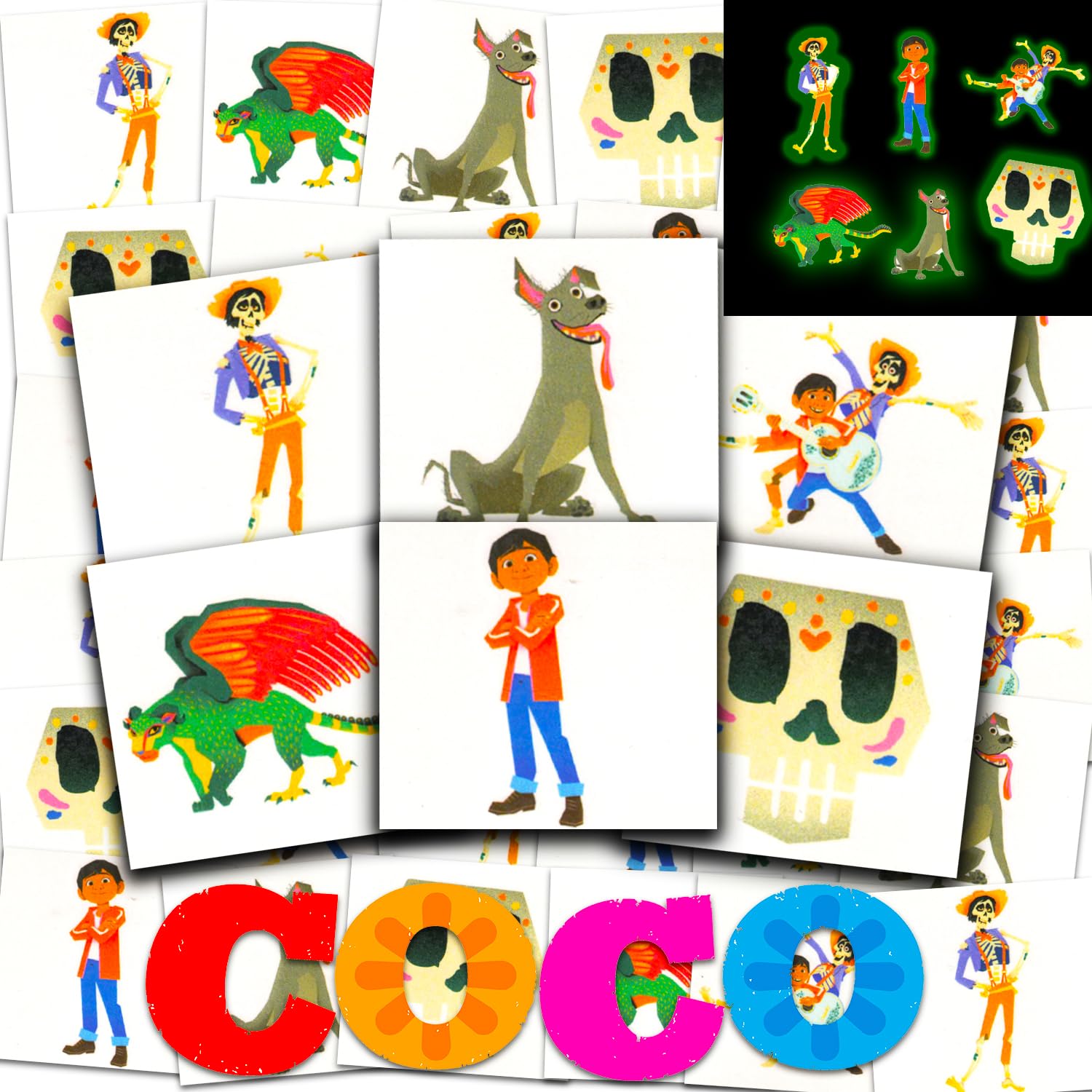 Coco Tattoos for Kids Party Favors Bundle - 72 Pc Individual Tattoos