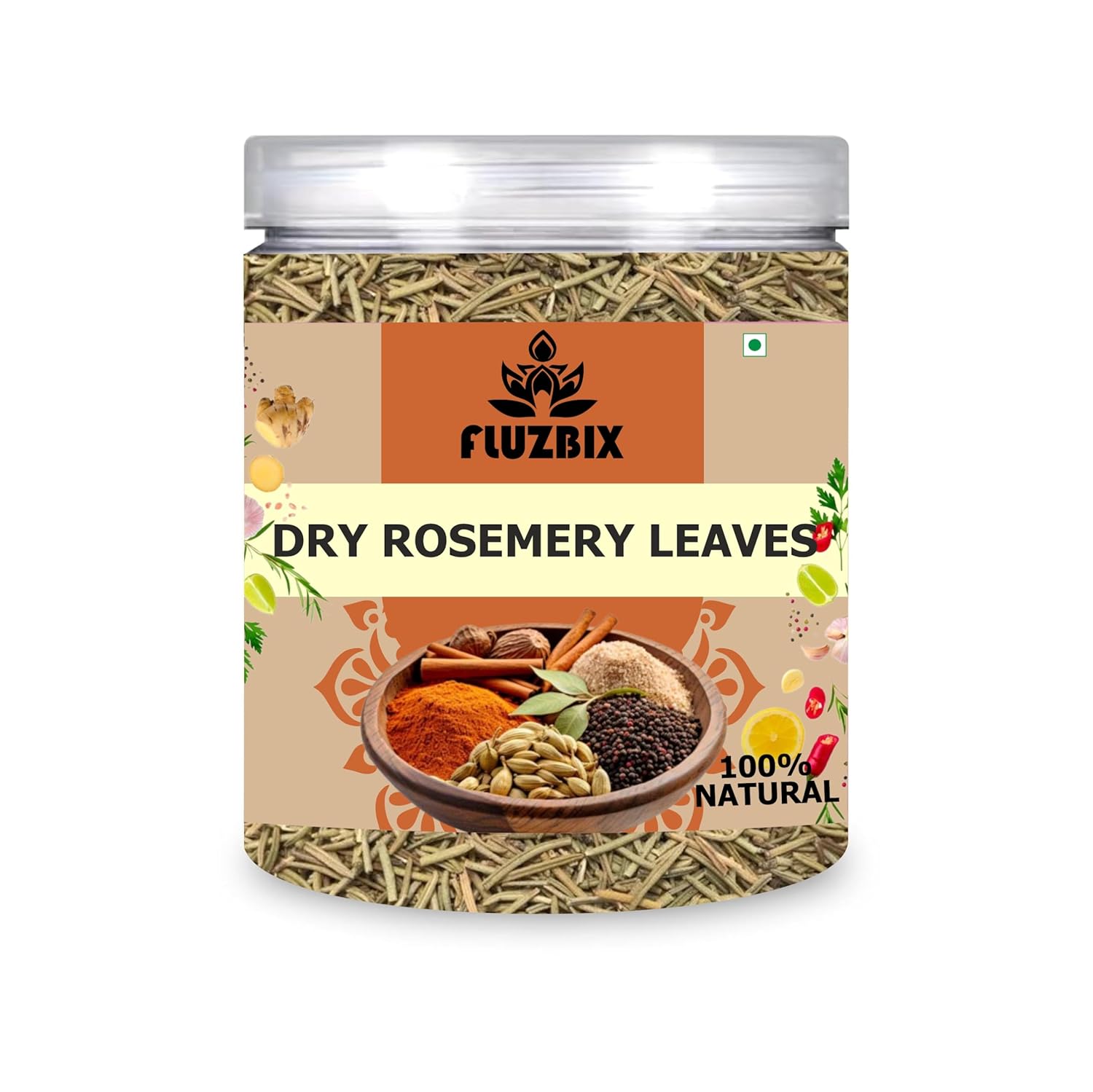 FLUZBIX All Natural Dry Rosemery Leaves 2.46 OZ / 70 GM | Set Of 1 Box
