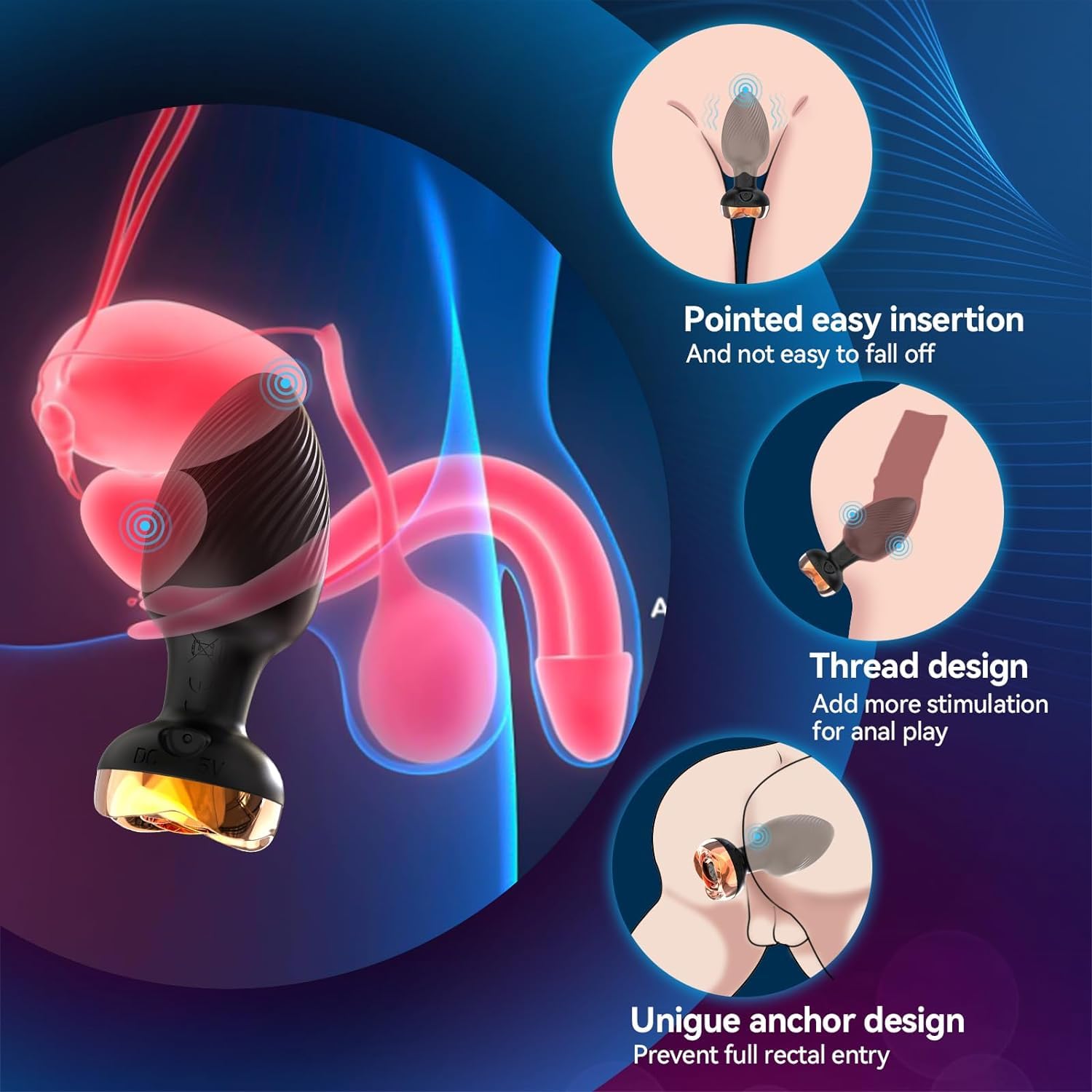Plug Anal Vibradorador Hombre Butt Plug Anales,con Vibración Vibrador Anal Juguetes Eróticos para Pareja Sexuales 10 Modo Consoladores.. para Mujer Vibradores con Mando Distancia Carga, 241205-12