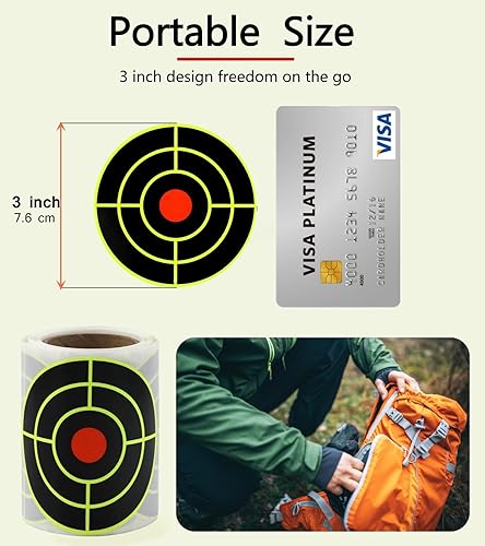 Miniatura 3 de Shooting Target Stickers, Upgraded 3 Inch Round Self Adhesive Splatter Targets Green and Black Reactive Paper Targets for Indoor and Outdoor Range,