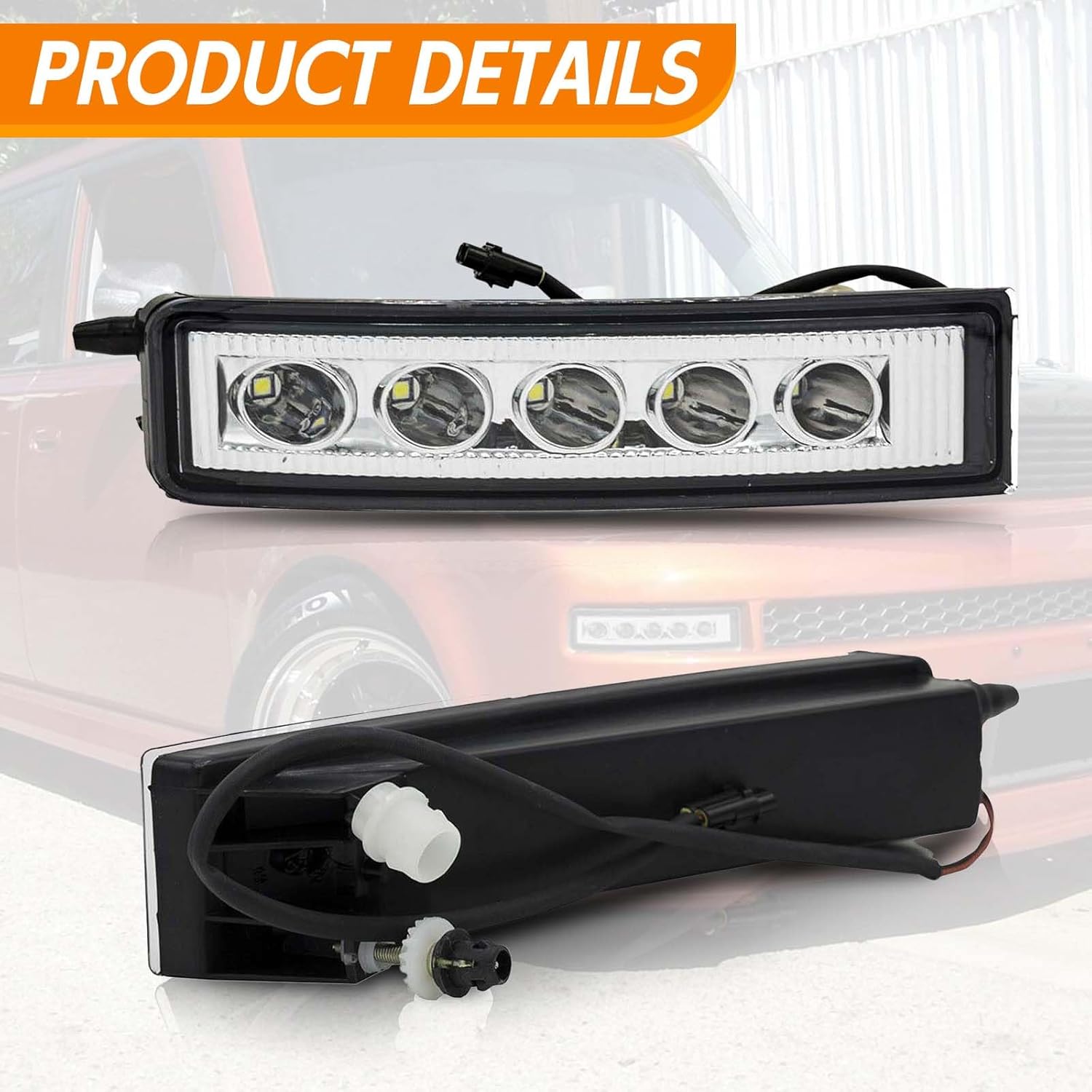 YLT AUTO Fog Light Assembly Fit for 2003-2007 Scion XB Clear Lens 2pcs LH+RH Front Bumper Fog Lamps Replacement Kit with LED Bulb 12V55W and Wiring Harness