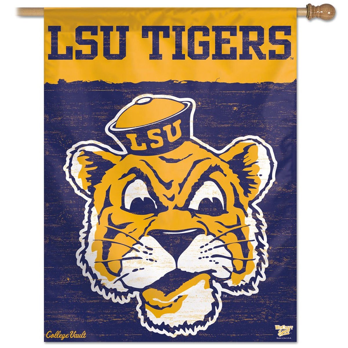 Drapeau WinCraft LSU Tigers College Vault en tissu premium haute densité