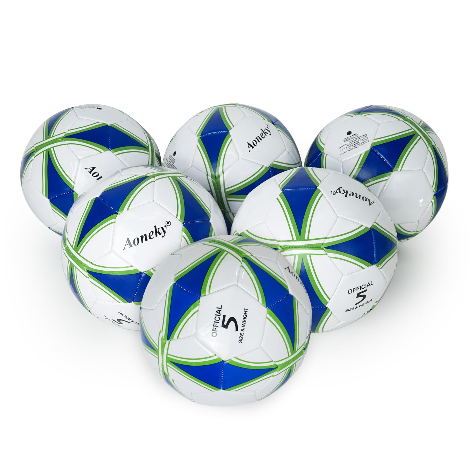 Aoneky Trainingsfußball, Größe 5, Einzel- oder 6er-Pack, mit Pumpe