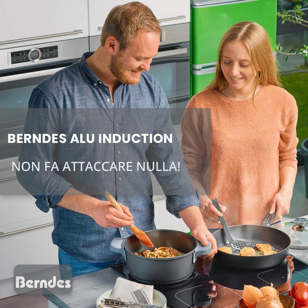 Berndes Alu Induction Wok con Coperchio 36 cm, 6.4 Litri, Alluminio Forgiato