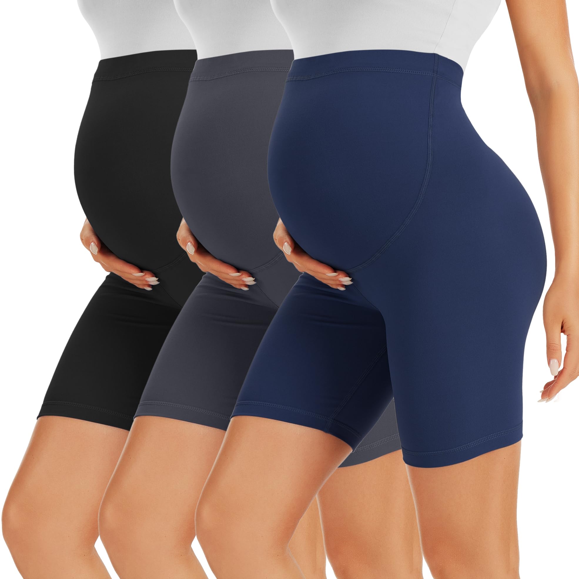 VALANDY Maternity Shorts Over Belly Biker Shorts High Waisted Short Leggings Athletic Workout Running Yoga Pregnancy Pants