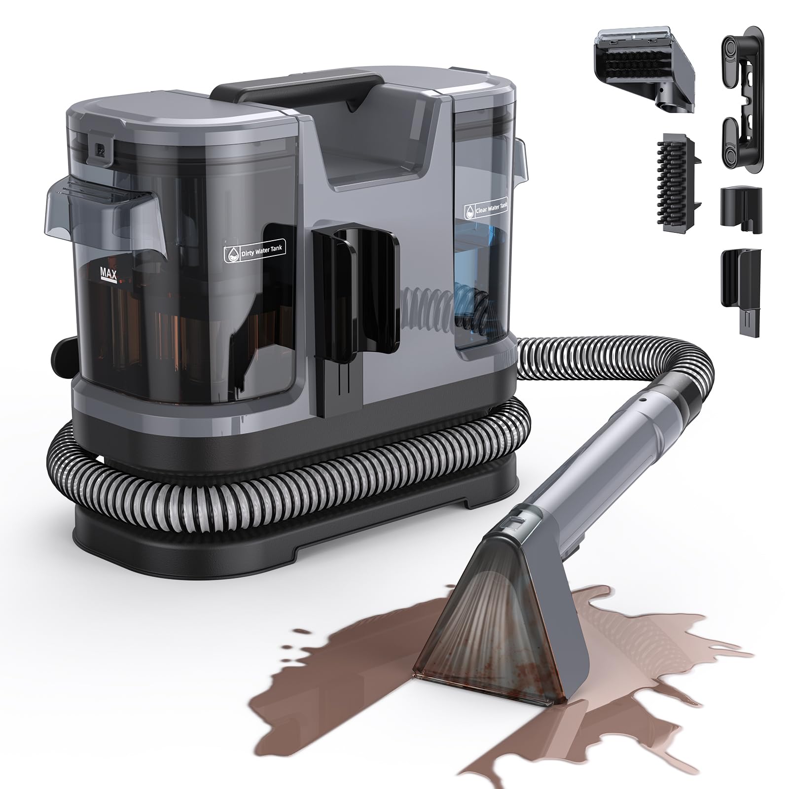 Lubluelu Nasssauger Polsterreiniger Gerät mit 600 W – 20 kPa Teppichreiniger Waschsauger, tragbarer Teppich Reinigungsgerät mit Selbstreinigungsfunktion und langem Schlauch für Teppiche, Sofas & Autos