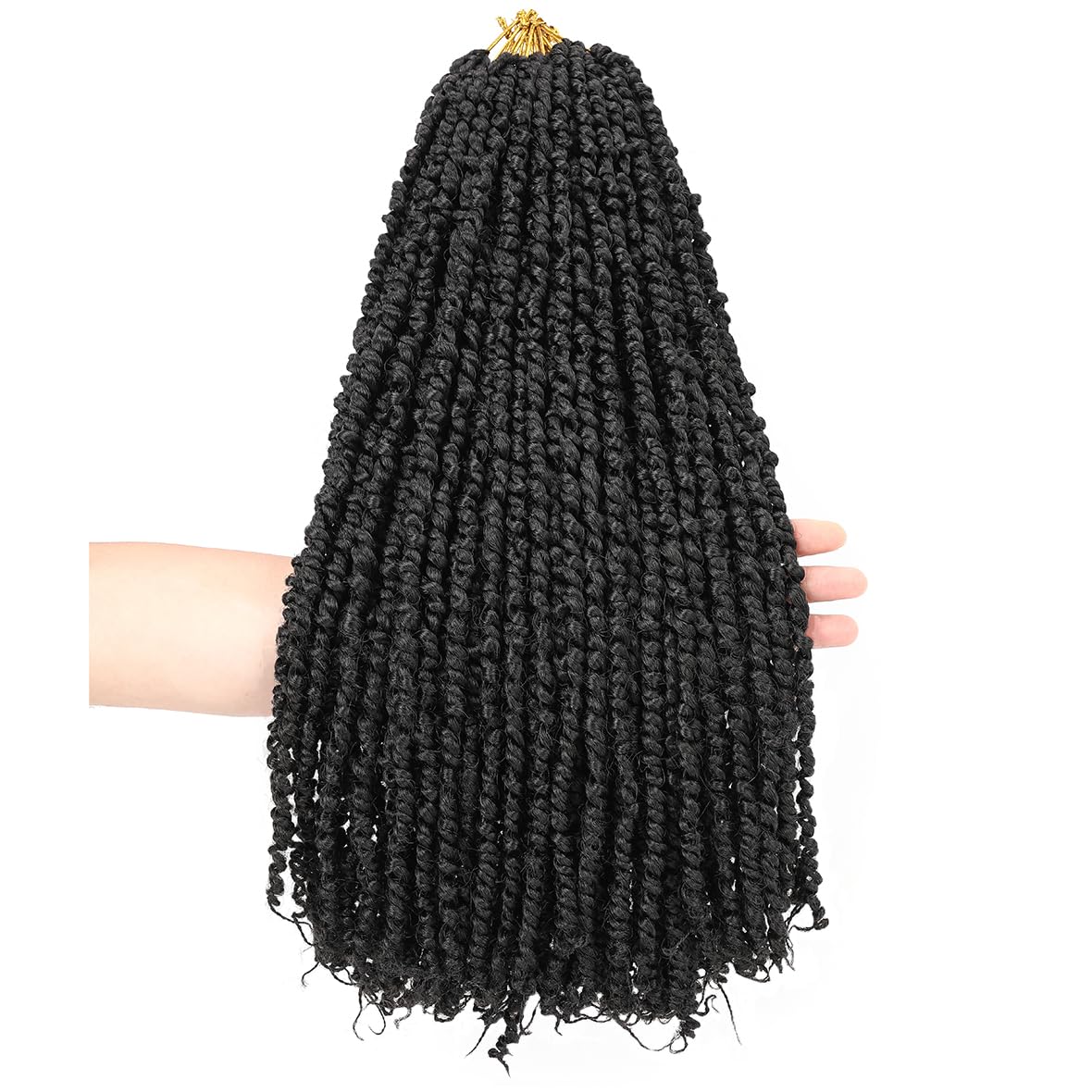 Leeven 20 Inch Passion Twist Crochet Hair Natural Black Pre Twisted Water Wave Crochet Hair 8 Packs Pre-looped Crochet Braiding Hair Extensions 1B# - Image 2
