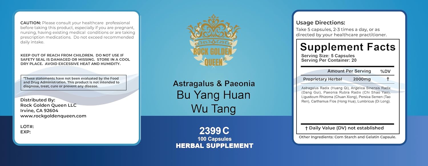 Bu Yang Huan Wu/Astragalus&Paeonia Decoction, 100 Capsules/Bottle (2 Bottles) - Image 2