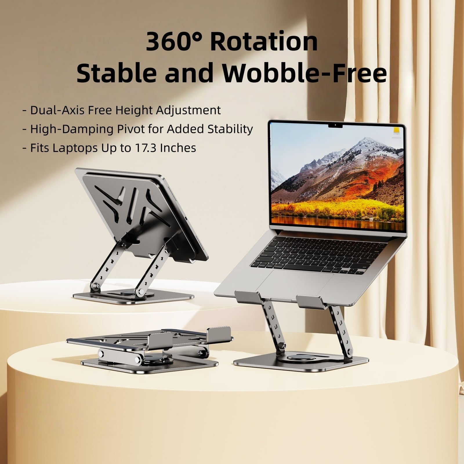 Supporto per computer portatile, regolabile in altezza/angolo, ergonomico e stabile, adatto per notebook da 11 a 17", ideale per ufficio/lavoro da casa, grigio