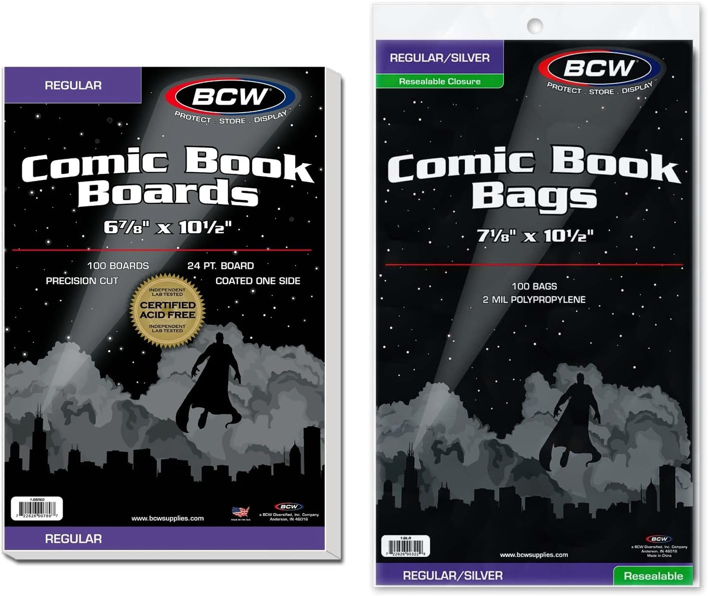 Bolsas de cómic con cartón de respaldo BCW fundas protectoras Silver Regular 6