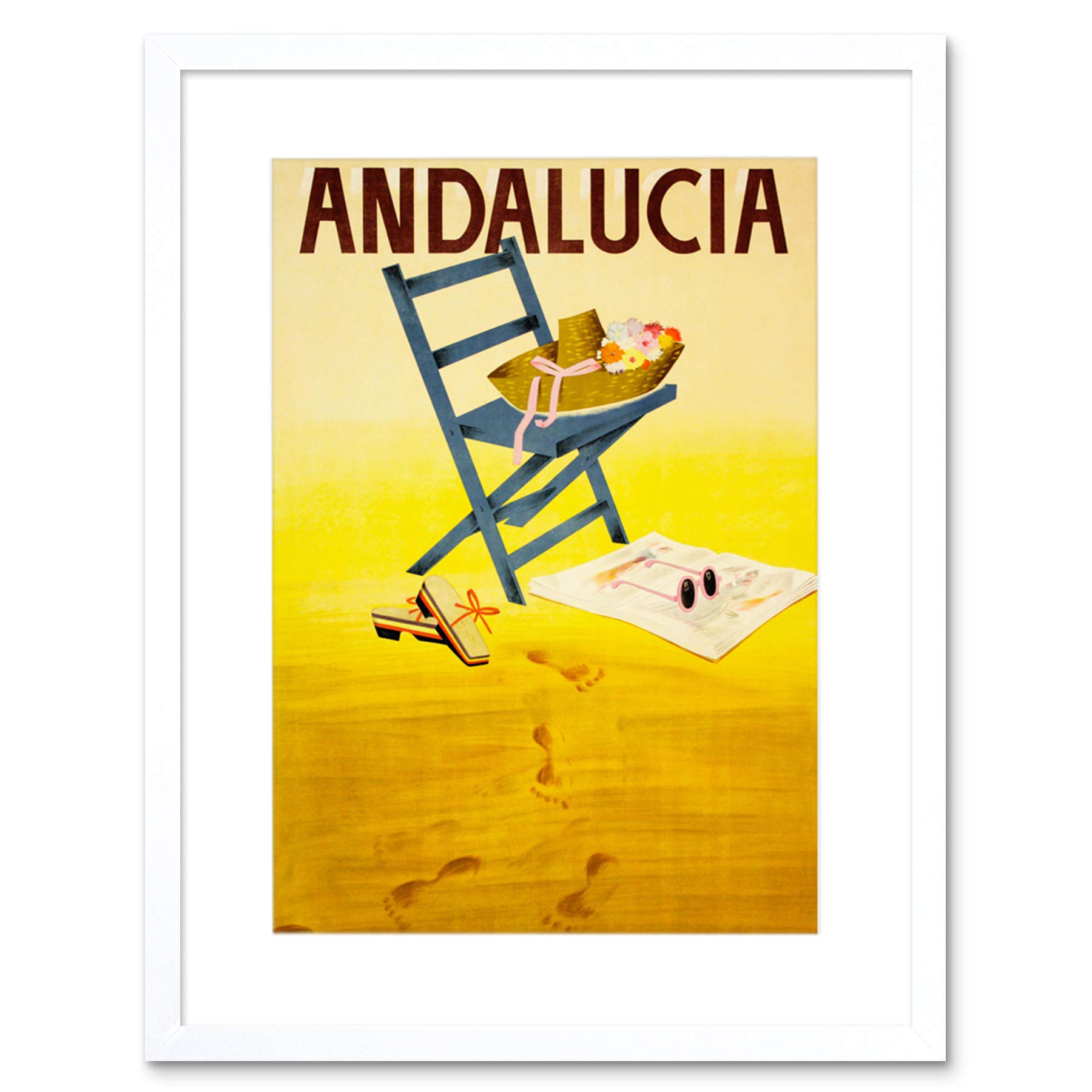 Wee Blue Coo Travel Andalucia Andalusia Spain Beach Sand Sun Chair Framed Wall Art Print