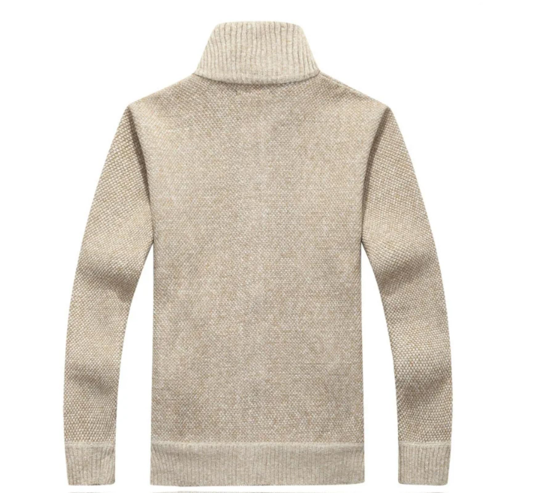 GRFIT Jerséis Sudaderas Gruesos Hombres Suéter De Punto Manga Larga Cardigan Fleece Full Zip Masculino Causal Más Tamaño Ropa M Beige