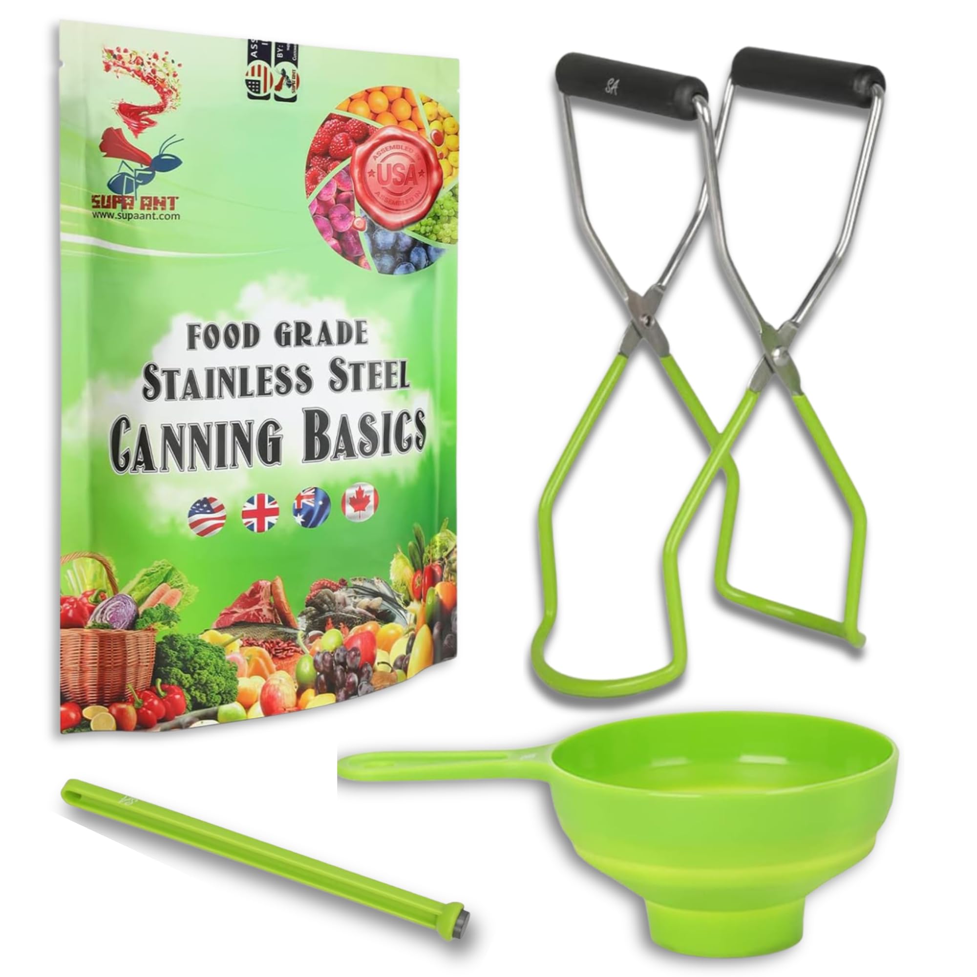 Supa Ant Canning Supplies Starter Kit (Food Grade) - Home Canning Kits Set for Beginners - 3 Pieces Including Wide Mouth Jar Funnel, Magnetic Lid