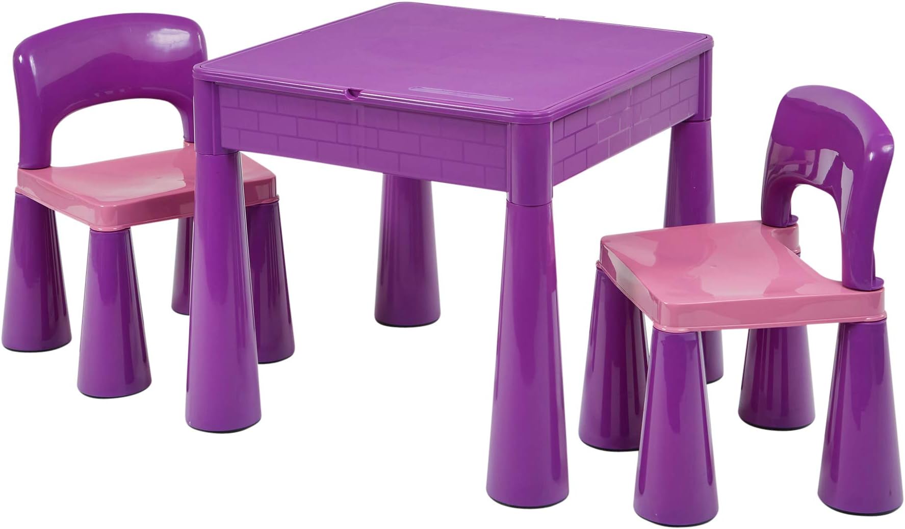 5 in 1 Activity Table & Chairs with Writing Top/Sand/Water/Storage, Violet, H465 x W510 x D530mm