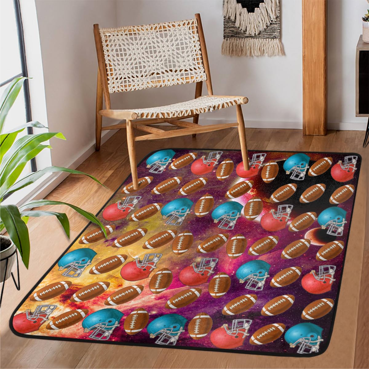 Grand tapis de salon sur le thème du football pour des soirées match en famille