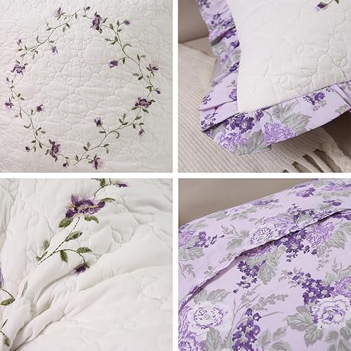 Miniatura 10 de vctops Juego de 2 fundas de almohada cuadradas decorativas de algodón con volantes y diseño floral suave para sofá, cama (flor B, 18 x 18 pulgadas)
