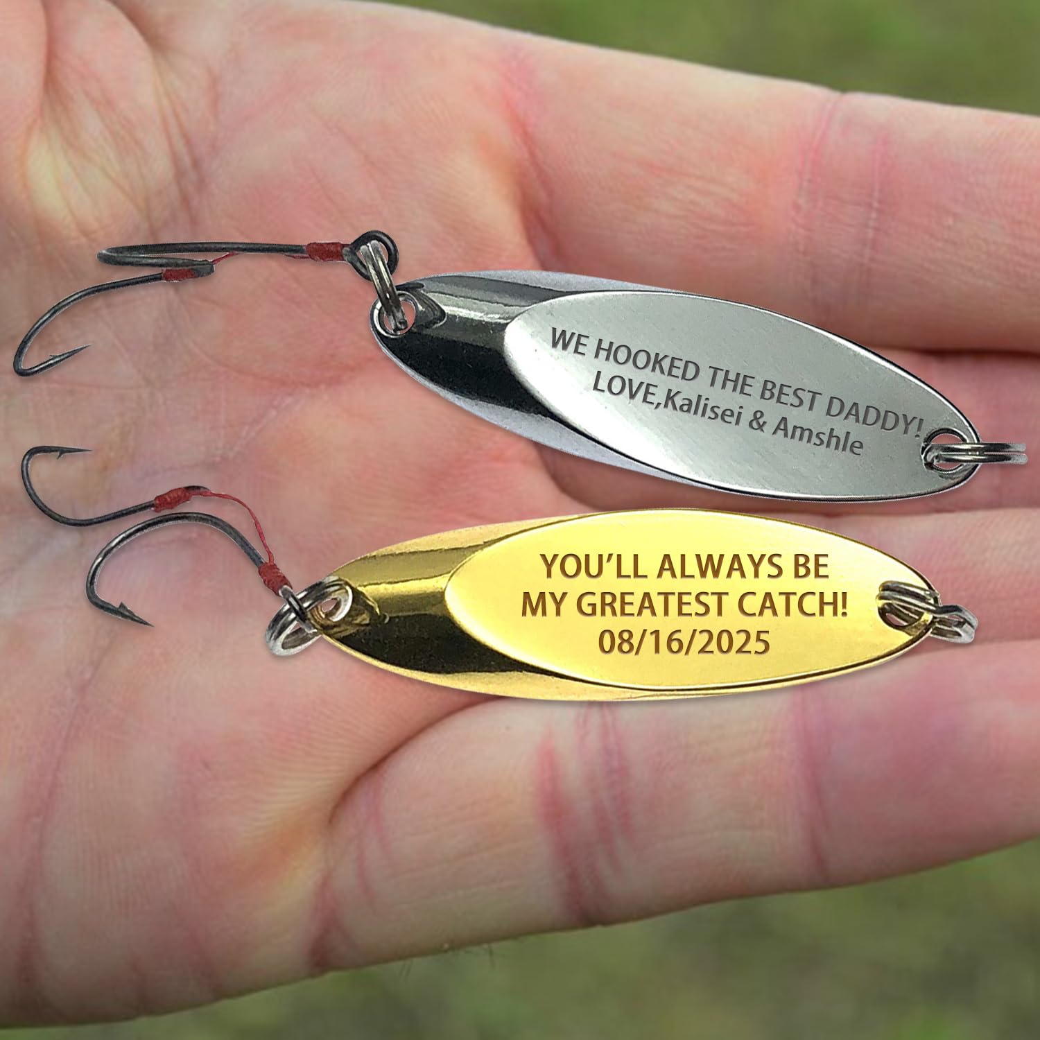 Certykllp Personalized Engraved Fishing Lures with Gifts Box, Custom Freshwater Saltwater Fishing Hooks Gear Set Gifts for Husband Father Grandpa on Fathers Day Birthday : Sports & Outdoors