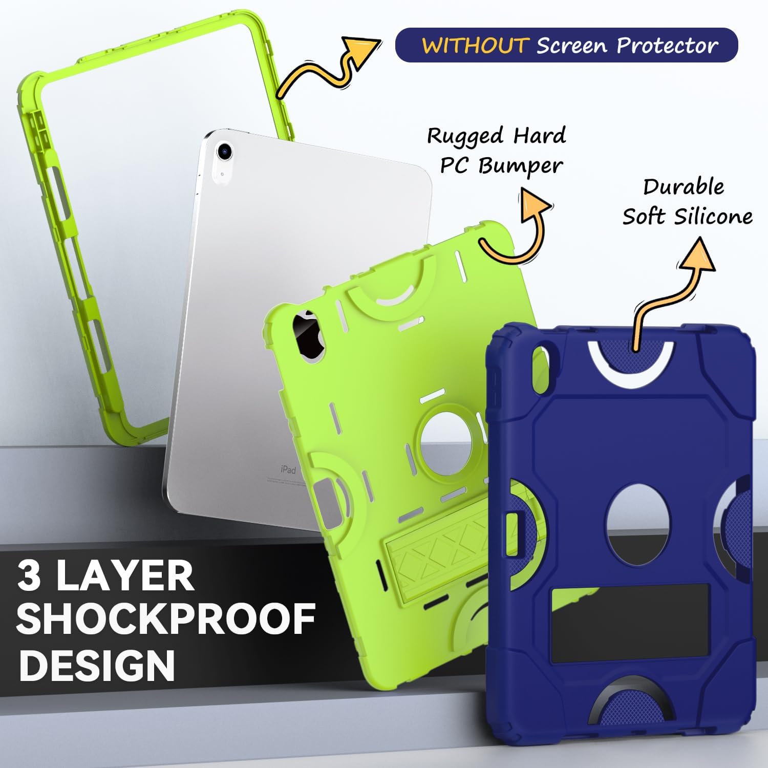 Cantis Case for iPad 11-inch (A16) 2025/ iPad 10th Generation 2022 (10.9 inch), Shockproof Cover 10th Generation with Pencil Holder & Kickstand, Navy Blue