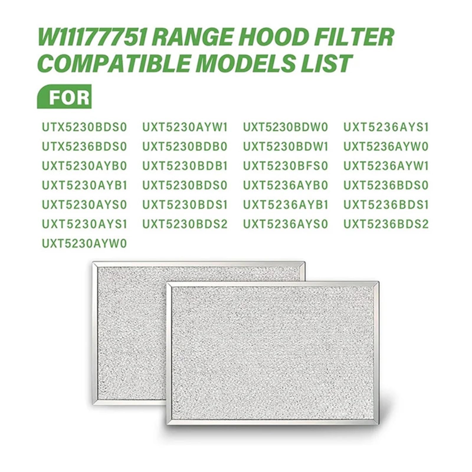 B98A-Fettfilter For Dunstabzugshauben, Kompatibel Mit Whirlpool, Ersatz 2 Stück W11177751 W10419114 W10834041 W11176974 4547137 AP6285612
