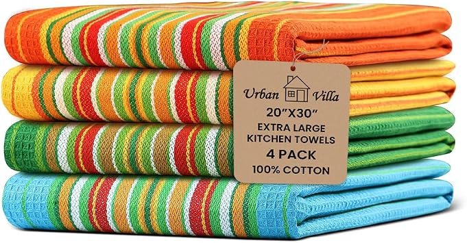 Urban Villa Kitchen Towels Cotton Dish Towels 20x30 Set of 4 Multi