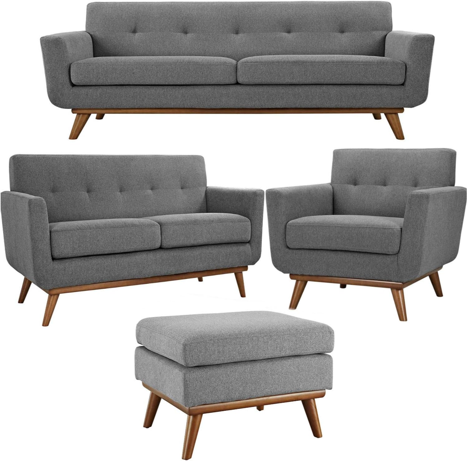 Modway Engage MidCentury Modern Upholstered Fabric Sofa